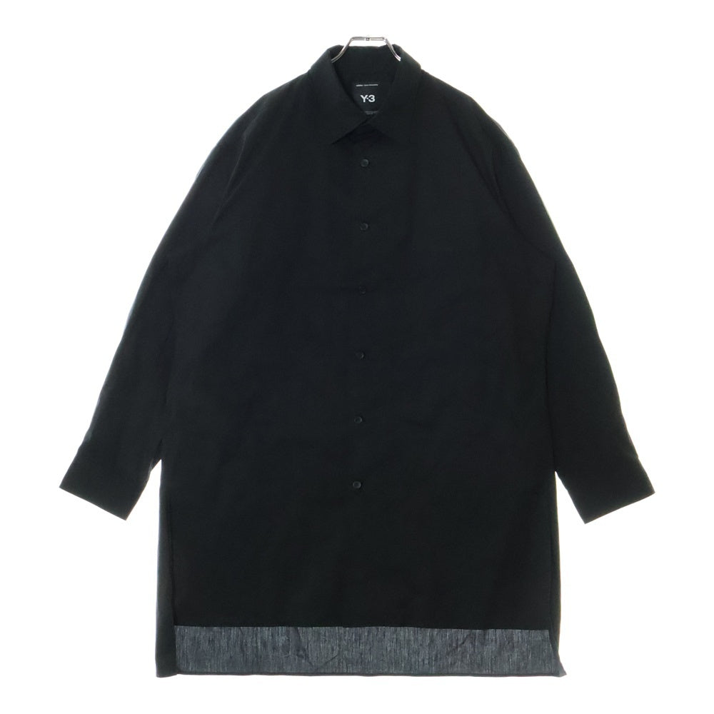 Y-3(ワイスリー) U GFX LOGO SHIR グラフィックロゴ バックプリント 胸ポケット ボタンアップ 長袖シャツ ブラック JN4878
