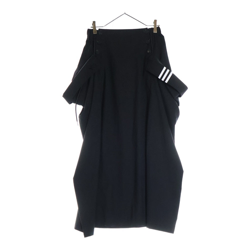 Y-3(ワイスリー) REFINED WOOL SKIRT リファインド ウール 6ボタン ドローストリング マキシスカート ブラック レディース IW7458