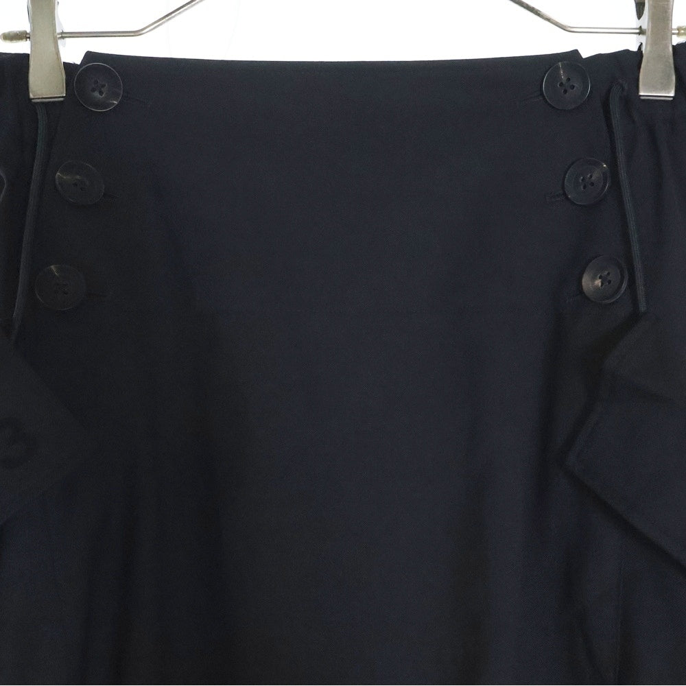 Y-3(ワイスリー) REFINED WOOL SKIRT リファインド ウール 6ボタン ドローストリング マキシスカート ブラック レディース IW7458
