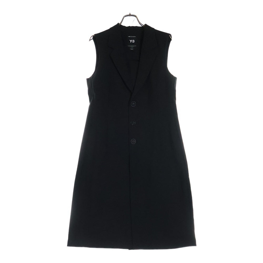 Y-3(ワイスリー) W SP UNI P VEST スポーツ ユニフォーム ロゴパッチ 3ボタン バックジップアップ ロング ジレ ベスト ブラック JN3703