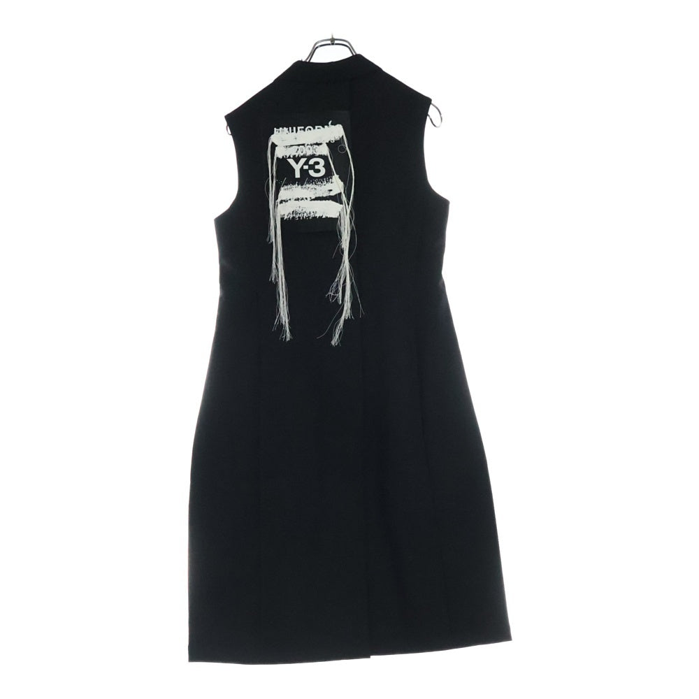 Y-3(ワイスリー) W SP UNI P VEST スポーツ ユニフォーム ロゴパッチ 3ボタン バックジップアップ ロング ジレ ベスト ブラック JN3703