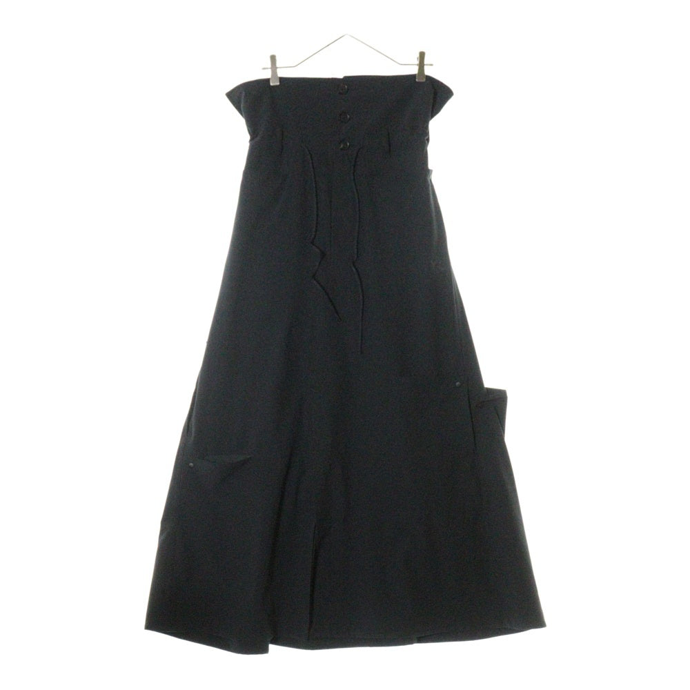 Y-3(ワイスリー) W VENT SKIRT ベンテッド マルチポケット ドローストリング ハイウエスト ロングスカート ブラック レディース JD1477