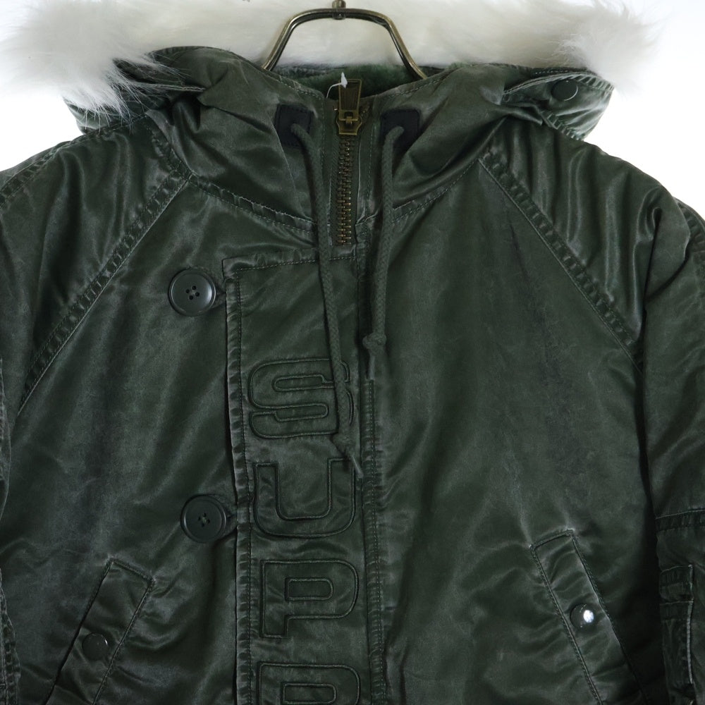 SUPREME(シュプリーム) 24AW Washed Flight Satin N-3B Parka ウォッシュドフライトジャケット サテン ジップアップフーデッドジャケット カーキ