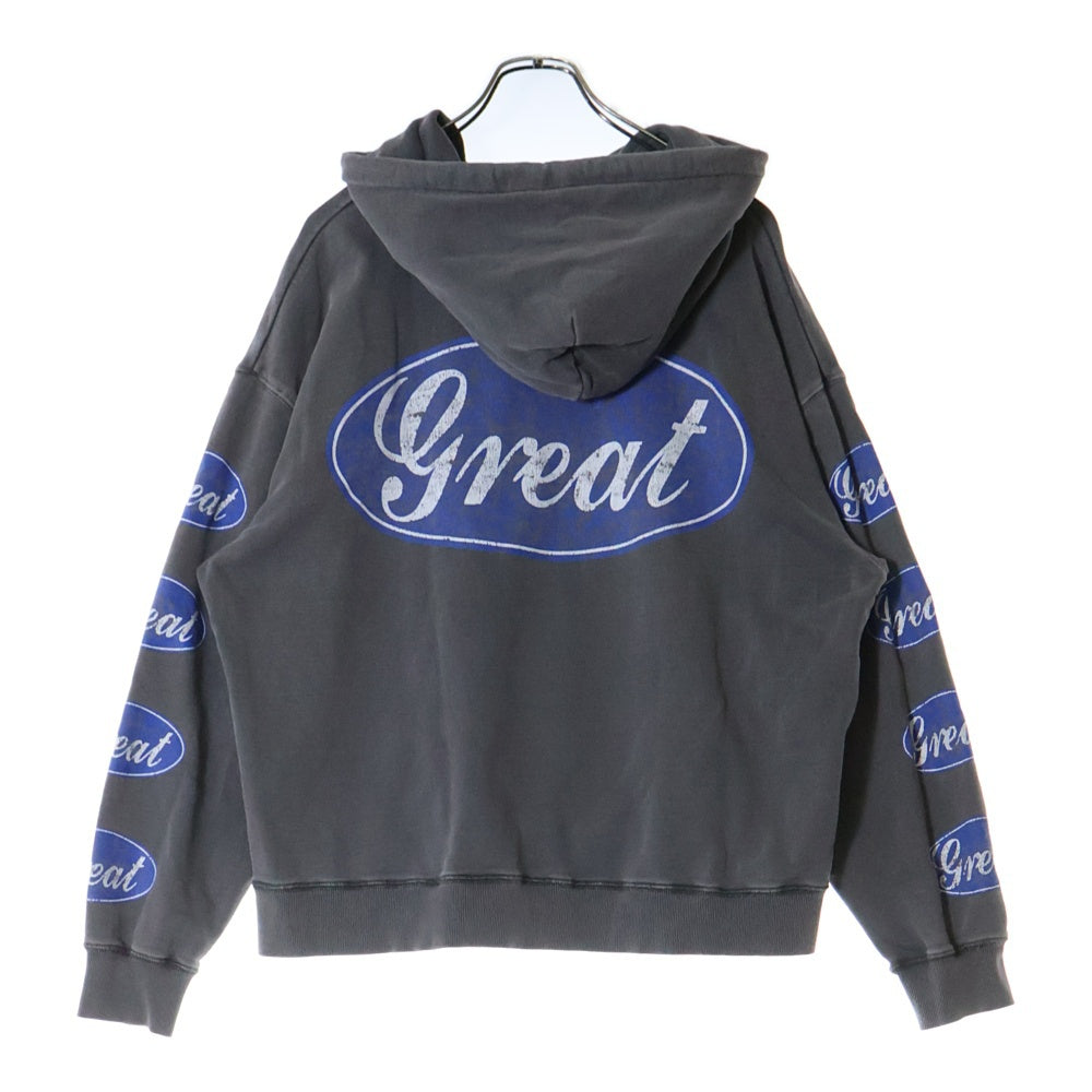 greatLand(グレイトランド) ORIGINAL ZACK HOODED SWEATSHIRT オリジナル ザック ロゴエンブロイダリー スウェット プルオーバーパーカー チャコールグレー 2223-423AV
