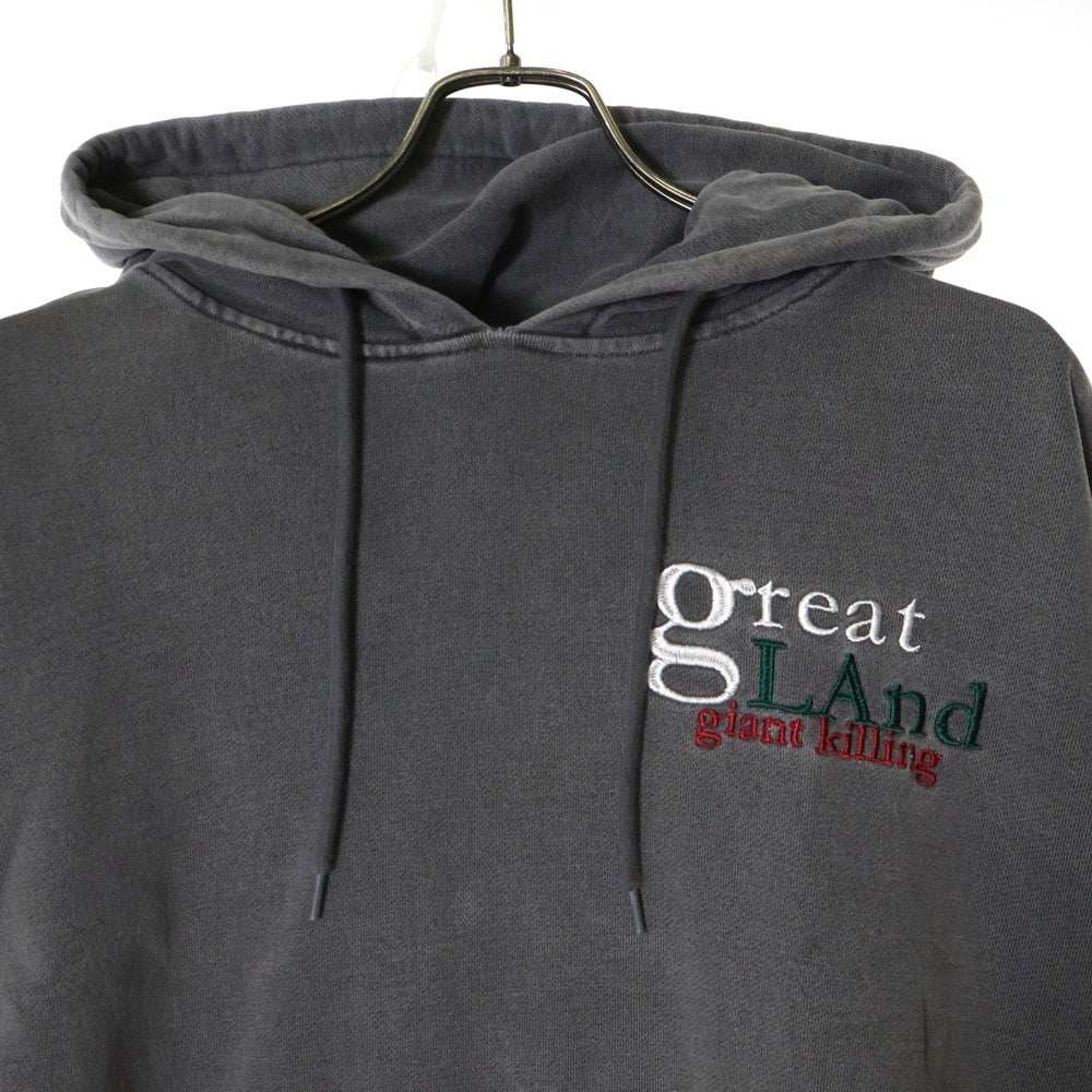greatLand(グレイトランド) ORIGINAL ZACK HOODED SWEATSHIRT オリジナル ザック ロゴエンブロイダリー スウェット プルオーバーパーカー チャコールグレー 2223-423AV