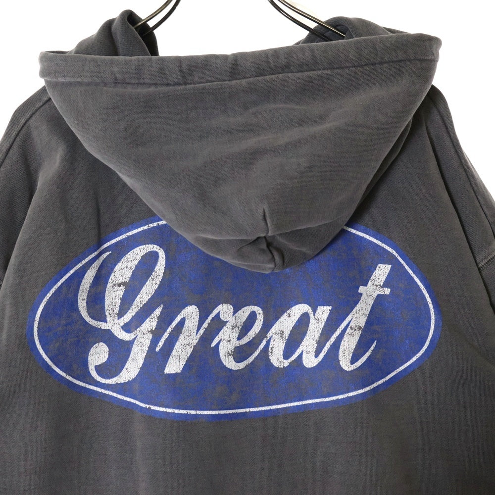 greatLand(グレイトランド) ORIGINAL ZACK HOODED SWEATSHIRT オリジナル ザック ロゴエンブロイダリー スウェット プルオーバーパーカー チャコールグレー 2223-423AV