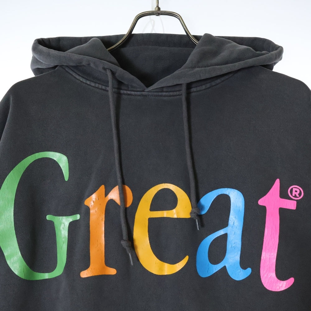 greatLand(グレイトランド) ORIGINAL GREAT HOODED SWEATSHIRT オリジナル グレート ロゴエンブロイダリー スウェット プルオーバーパーカー チャコールグレー 2223-423AV2