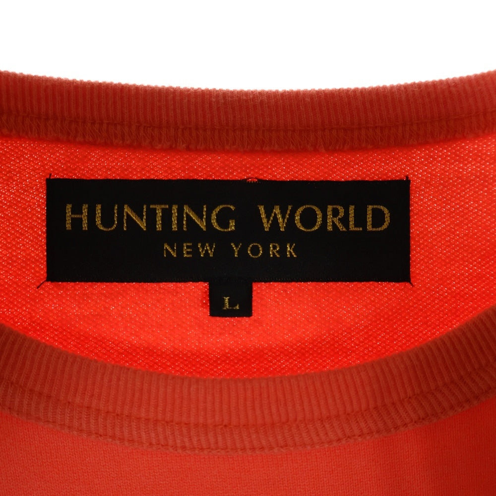 HUNTING WORLD(ハンティングワールド) ライオン グラフィックエンブロイダリー クルーネックスウェットトレーナー オレンジ 620-56104
