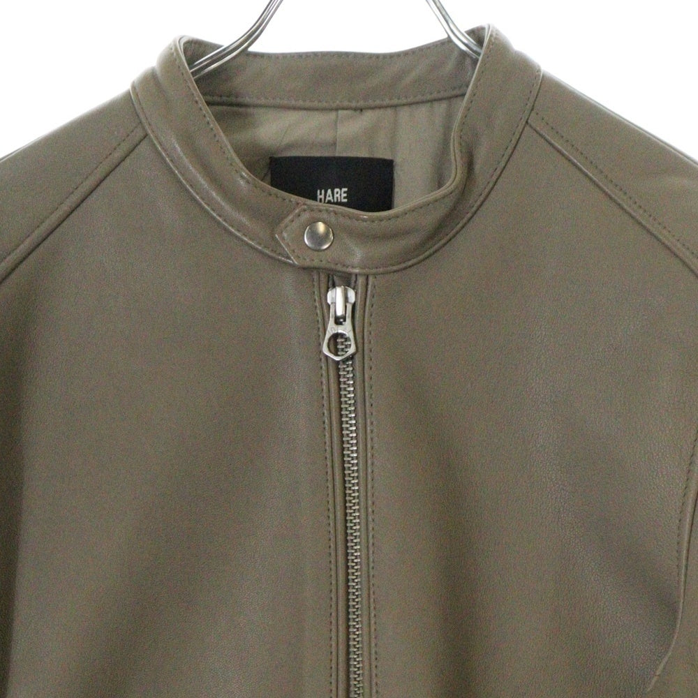 HARE(ハレ) ラムレザー シングルライダースジャケット ベージュ 124-30-0013