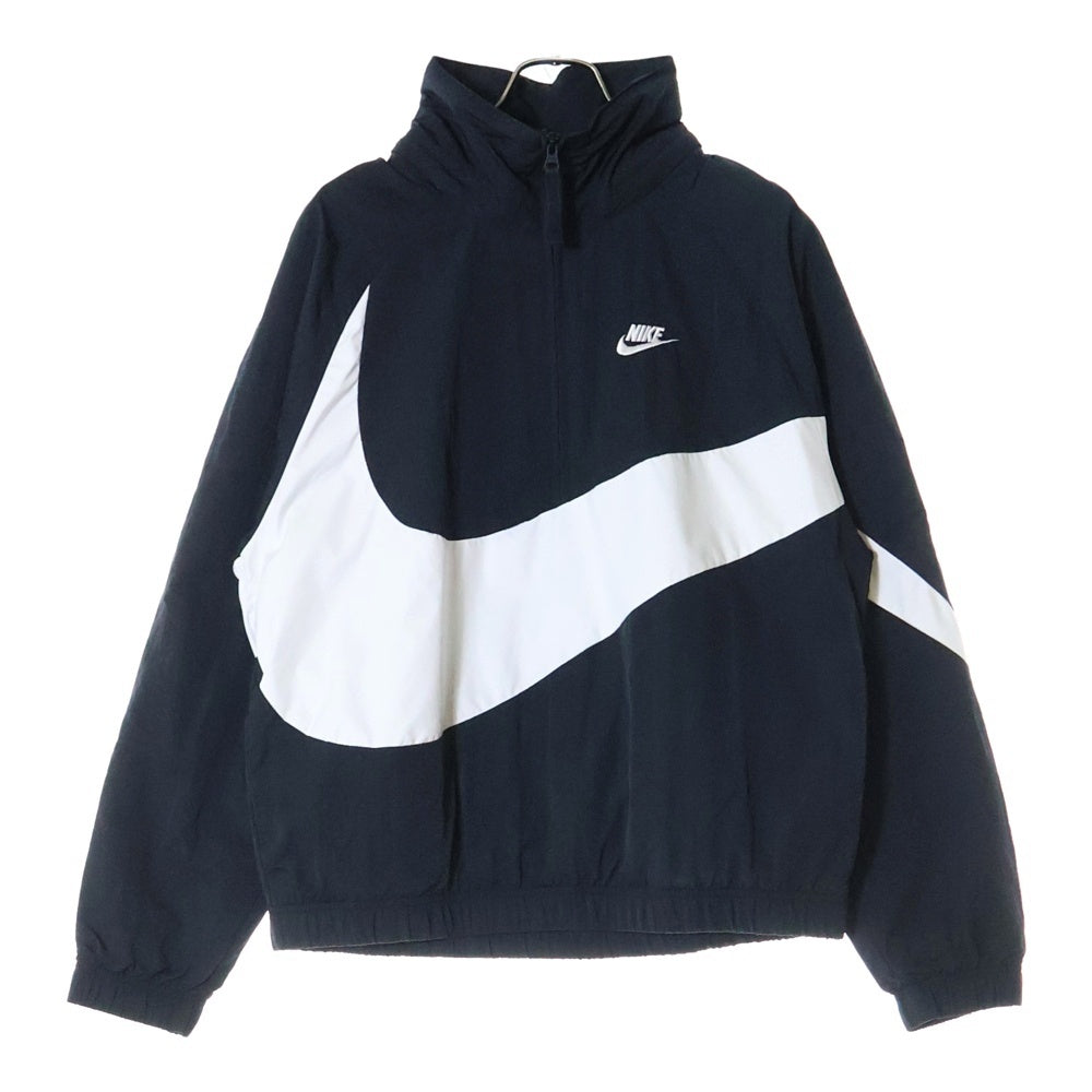 NIKE(ナイキ) BIG SWOOSH ANRK JACKET ビック スウォッシュ アノラック ハーフジップ ナイロンジャケット ブラック/ホワイト AJ1405-010