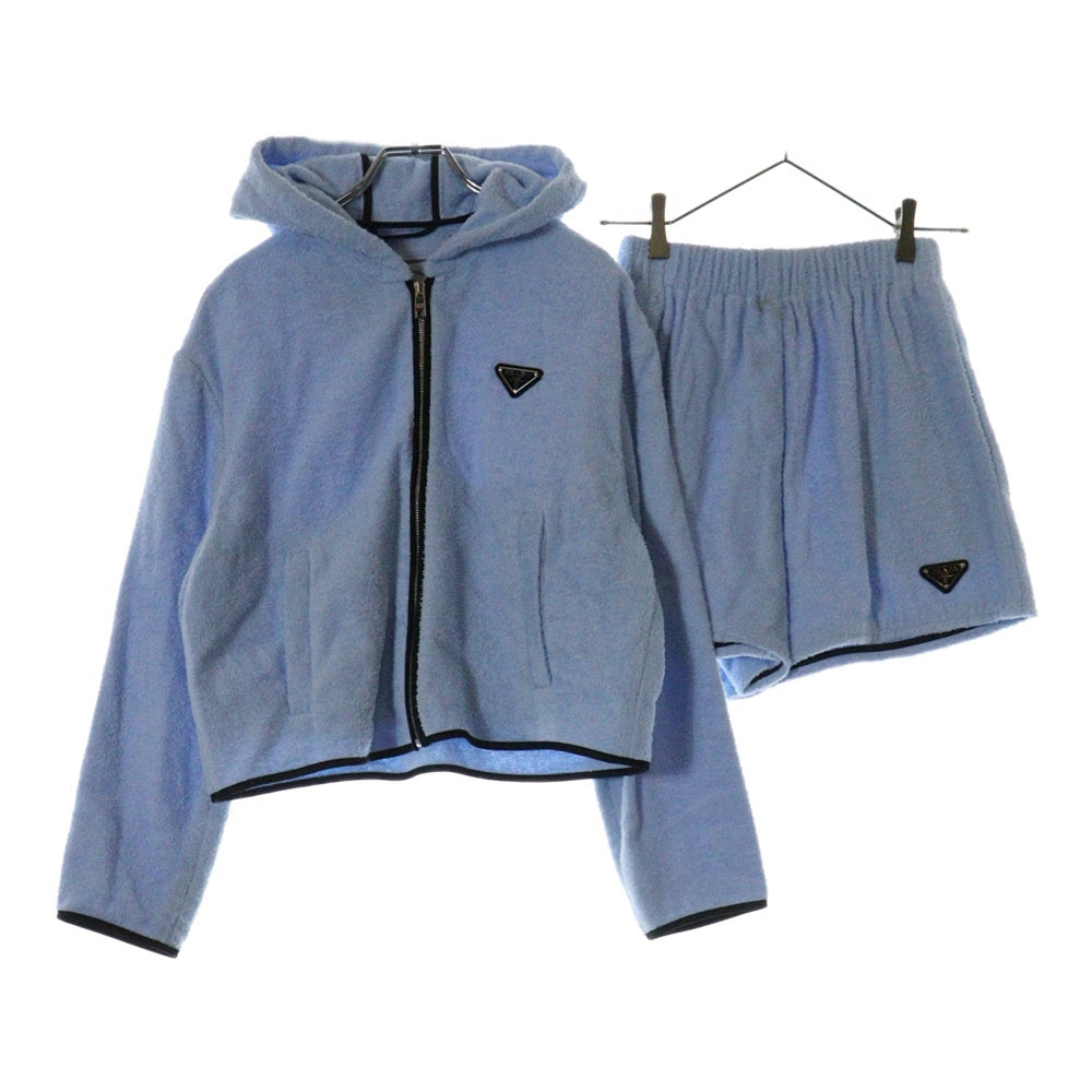 PRADA(プラダ) SET UP TERRY CLOTH トライアングルロゴプレート ジップアップパーカー ショートパンツ レディース RFID P564M S221 1ZR3 / P292E S212 1ZR3