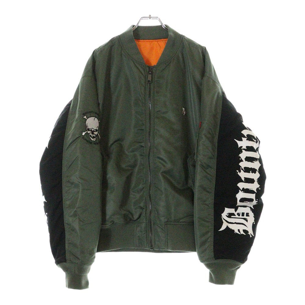 SUPREME(シュプリーム) 23AW ×Bounty Hunter Ma-1 Jacket バウンティーハンター エムエーワン スカル リバーシブルフライトジャケット カーキ/オレンジ
