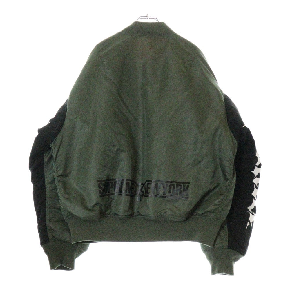 SUPREME(シュプリーム) 23AW ×Bounty Hunter Ma-1 Jacket バウンティーハンター エムエーワン スカル リバーシブルフライトジャケット カーキ/オレンジ
