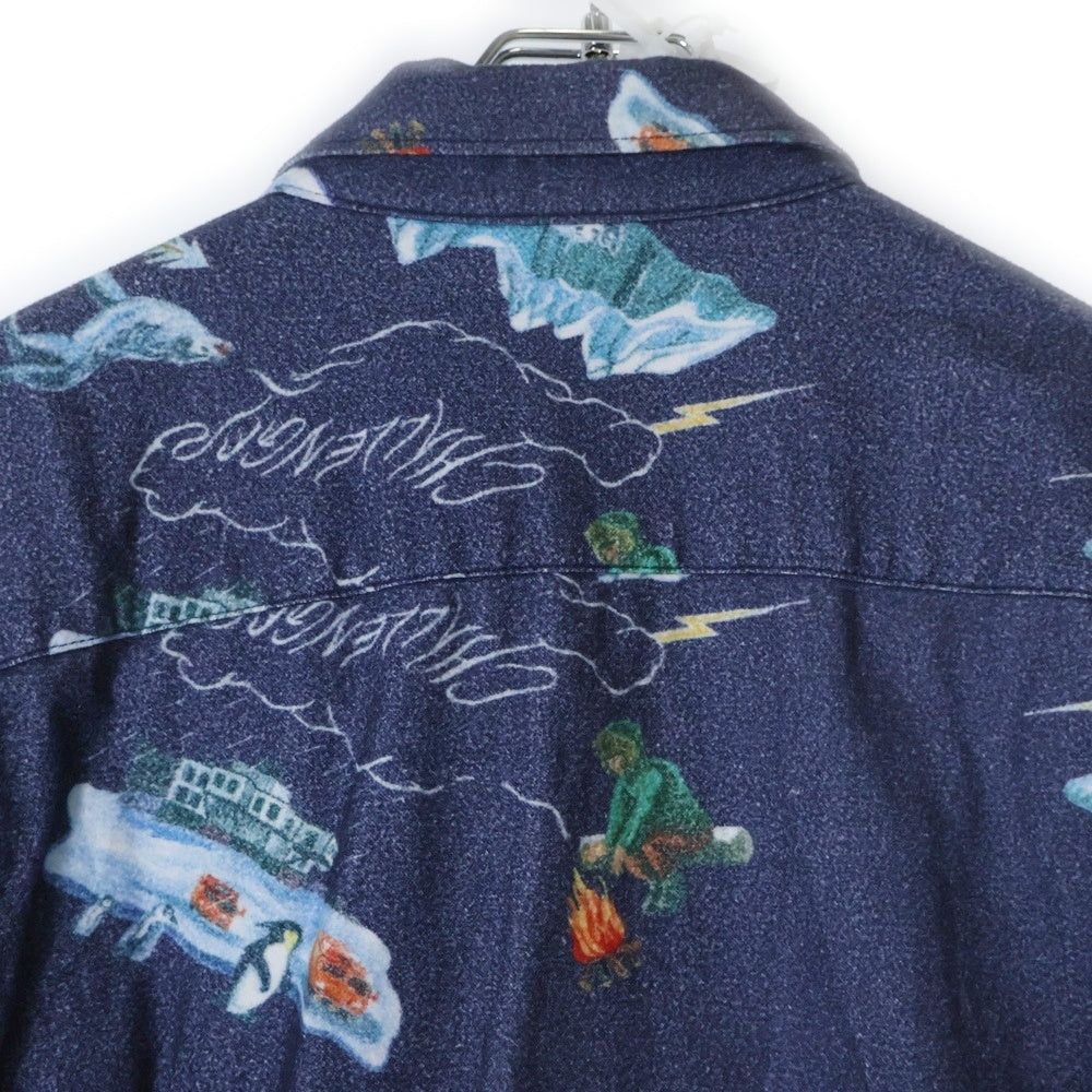 CHALLENGER(チャレンジャー) L/S FLANNEL PRINTED SHIRT 総柄 フランネルプリンテッド 長袖シャツ ネイビー GLG-SH 020-006