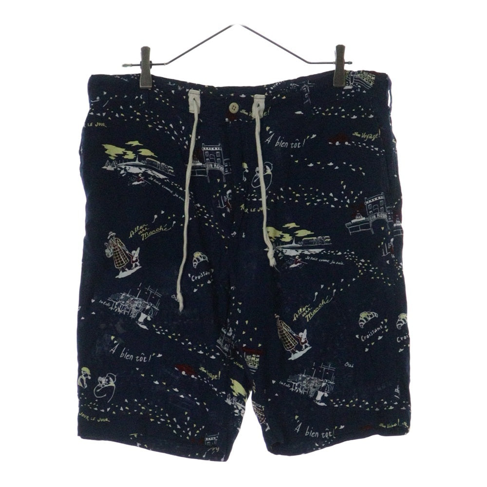 Porter Classic(ポータークラシック) ALOHA SHORTS アロハ総柄 レーヨン ショーツ ハーフパンツ ブルー