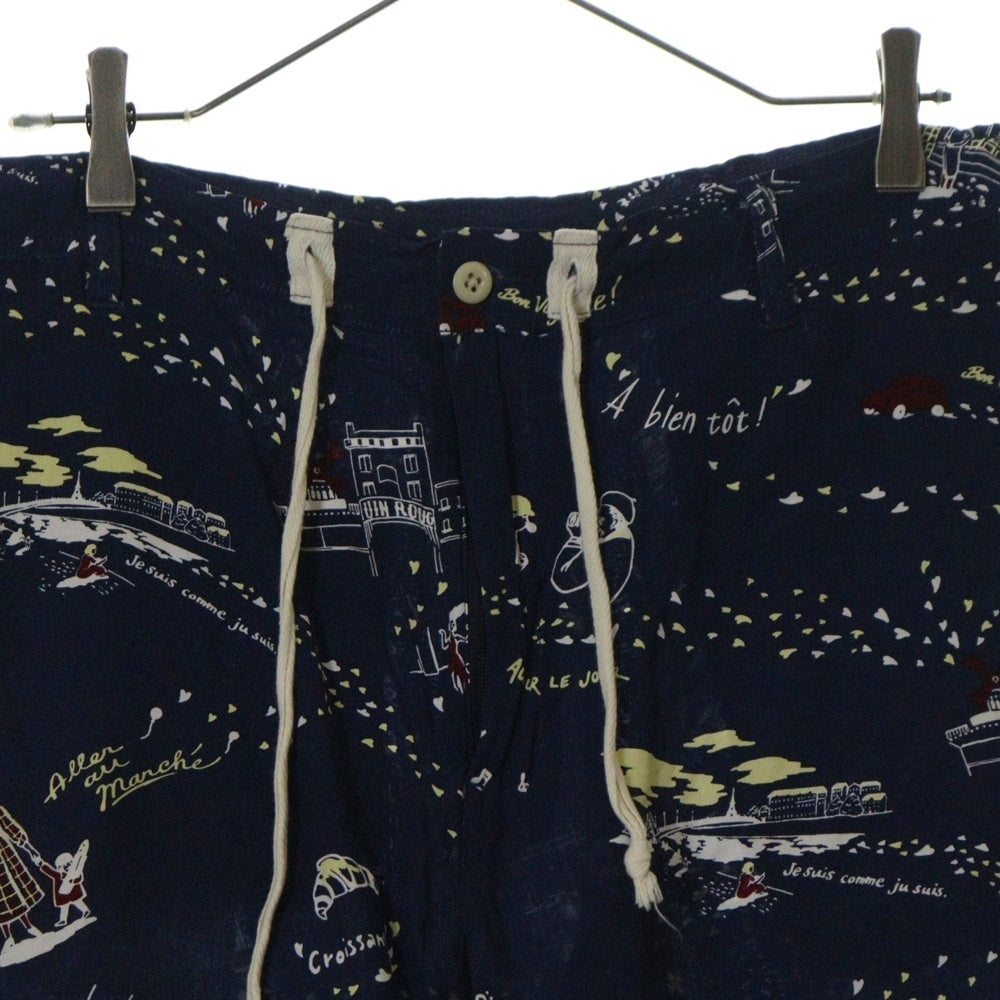 Porter Classic(ポータークラシック) ALOHA SHORTS アロハ総柄 レーヨン ショーツ ハーフパンツ ブルー