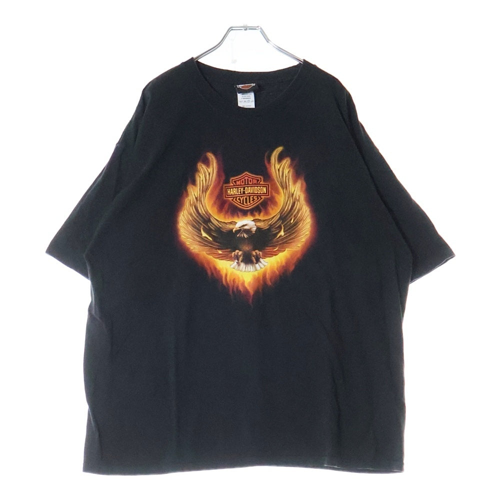 HARLEY DAVIDSON(ハーレーダビッドソン) 00S VINTAGE Flame Eagle Tee フレイム イーグル プリントTシャツ カットソー ヴィンテージ ブラック/オレンジ