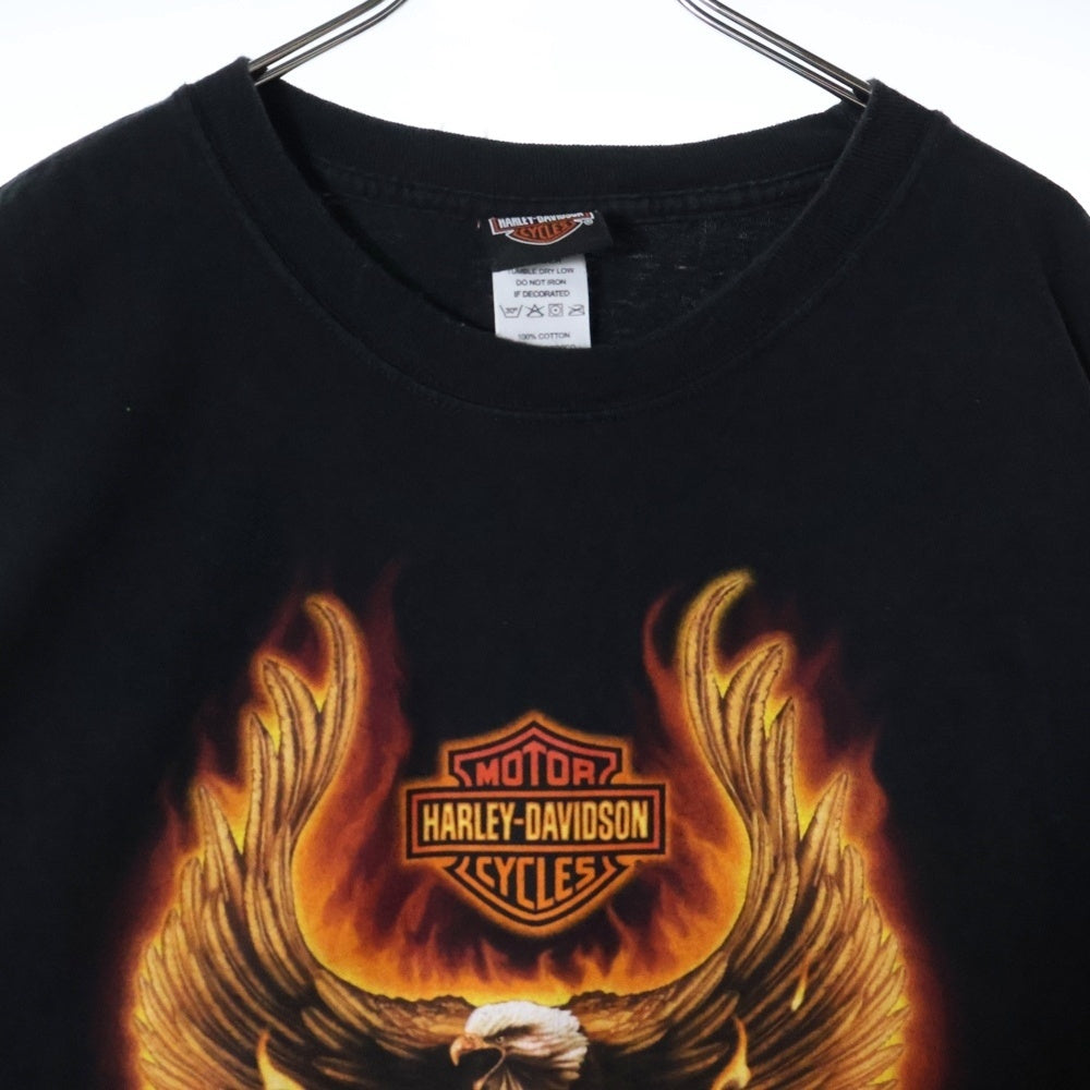 HARLEY DAVIDSON(ハーレーダビッドソン) 00S VINTAGE Flame Eagle Tee フレイム イーグル プリントTシャツ カットソー ヴィンテージ ブラック/オレンジ