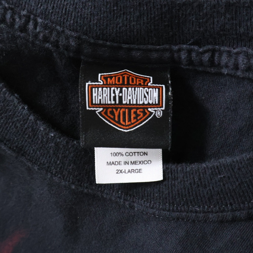 HARLEY DAVIDSON(ハーレーダビッドソン) 00S VINTAGE Flame Eagle Tee フレイム イーグル プリントTシャツ カットソー ヴィンテージ ブラック/オレンジ