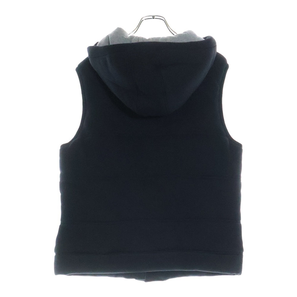 BURBERRY BLACK LABEL(バーバリー ブラックレーベル) ロゴワッペン ボタンダウン フーデット ダウンベスト ブラック D1P10-419-09