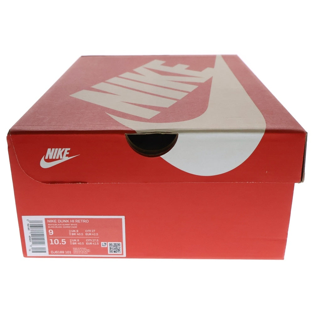 NIKE(ナイキ) DUNK HIGH RETRO BLACK WHITE ダンク レトロ ブラック ホワイト ハイカットスニーカー ホワイト/ブラック US9/27cm DJ6189-101