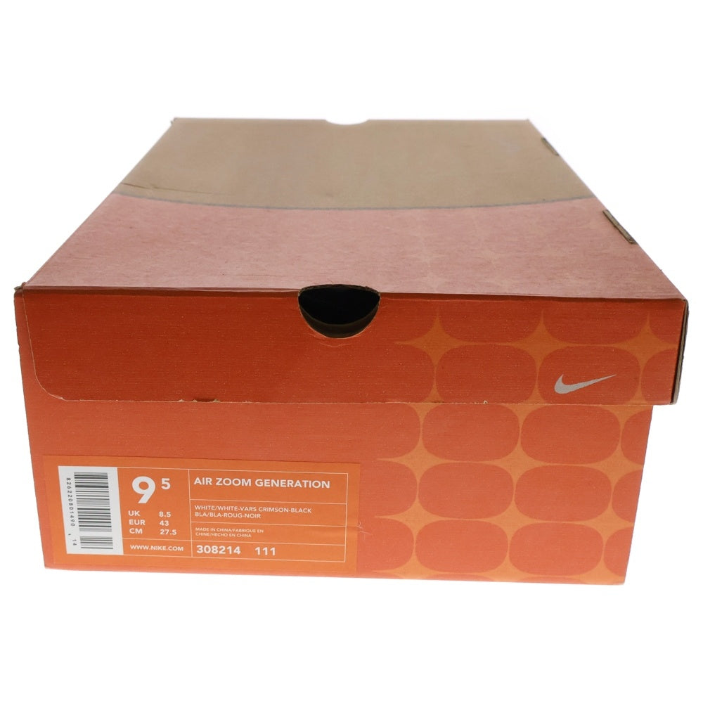 NIKE(ナイキ) AIR ZOOM GENERATION WHITE BLACK エア ズーム ジェネレーション ハイカットスニーカー ホワイト/ブラック US9.5/27.5cm 308214-111