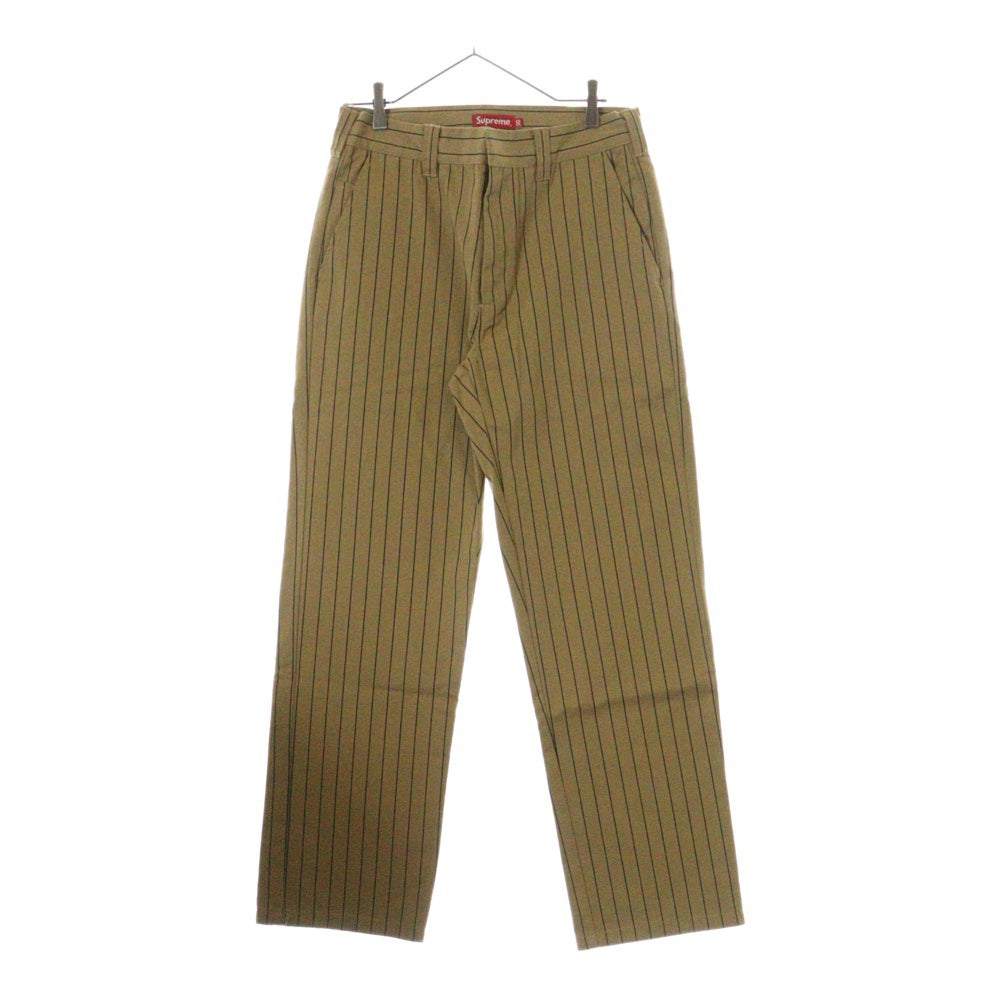 SUPREME(シュプリーム) 21SS Stripe Work Pants ストライプ コットン ワークパンツ ブラウン