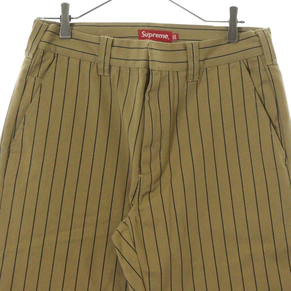 SUPREME(シュプリーム) 21SS Stripe Work Pants ストライプ コットン ワークパンツ ブラウン