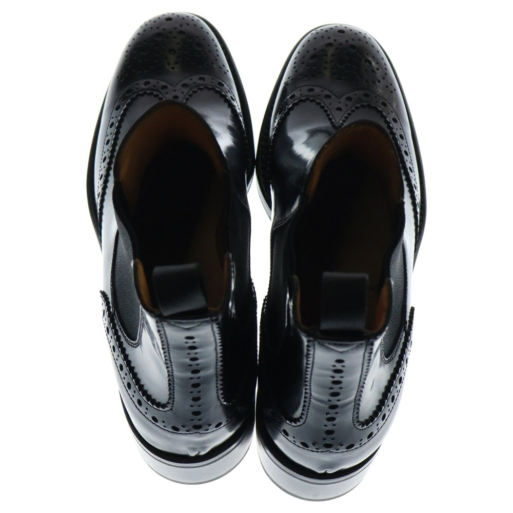 Church's(チャーチ) KETSBY ケツビー ポリッシュド バインダー カーフ ラバーソール ウィングチップ サイドゴアブーツ ブラック レディース