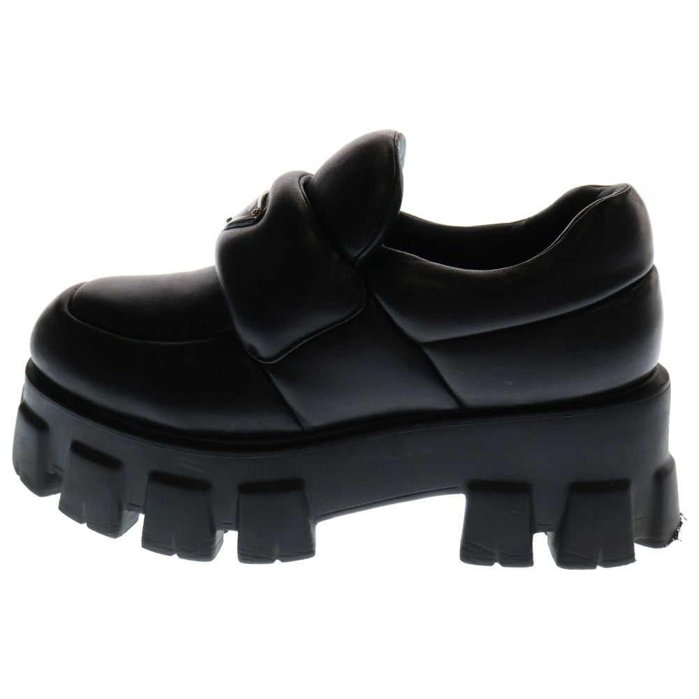 PRADA(プラダ) モノリス トライアングルプレート 三角ロゴ ソフトパデッド ナッパレザー 厚底 ローファー シューズ レディース 1D125N