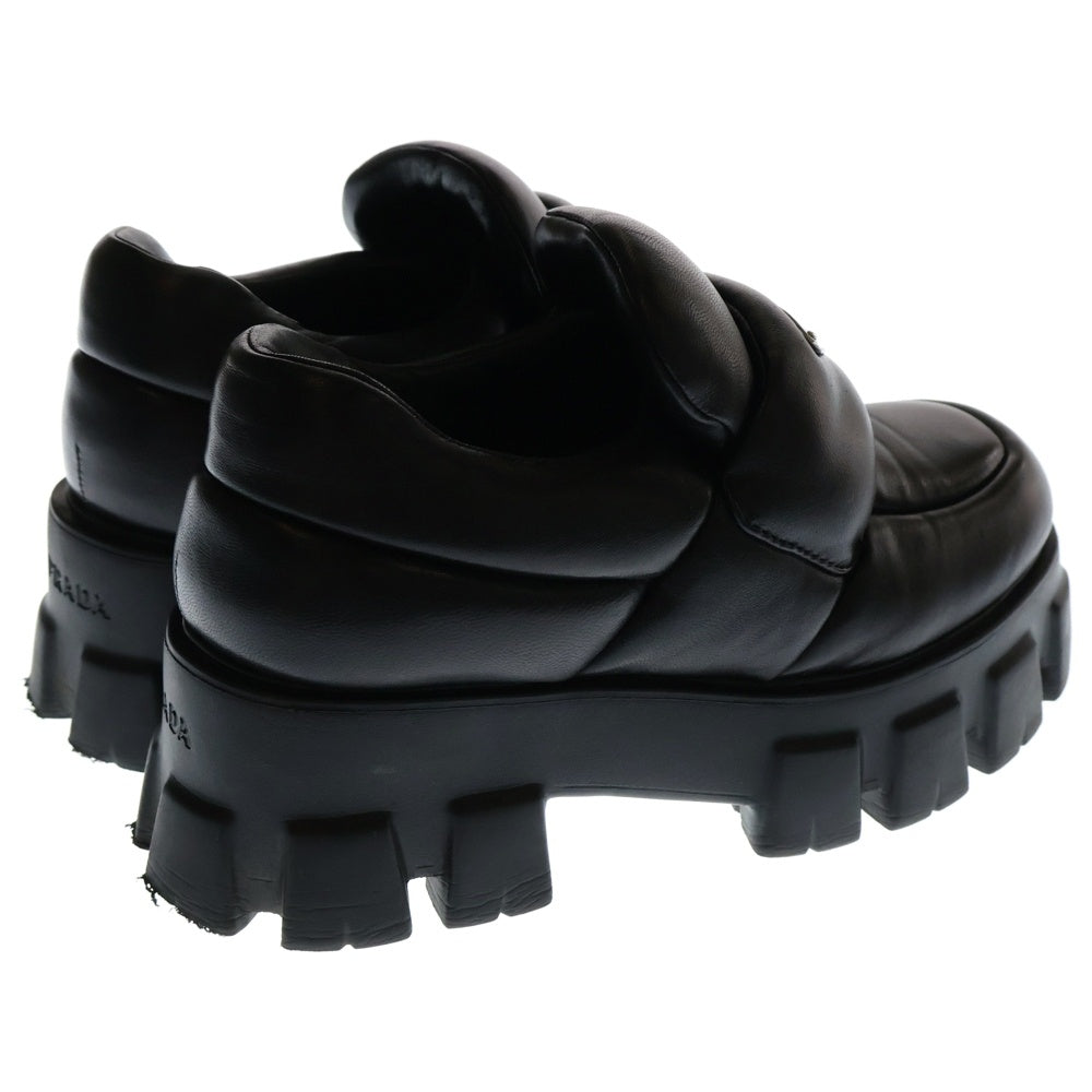 PRADA(プラダ) モノリス トライアングルプレート 三角ロゴ ソフトパデッド ナッパレザー 厚底 ローファー シューズ レディース 1D125N