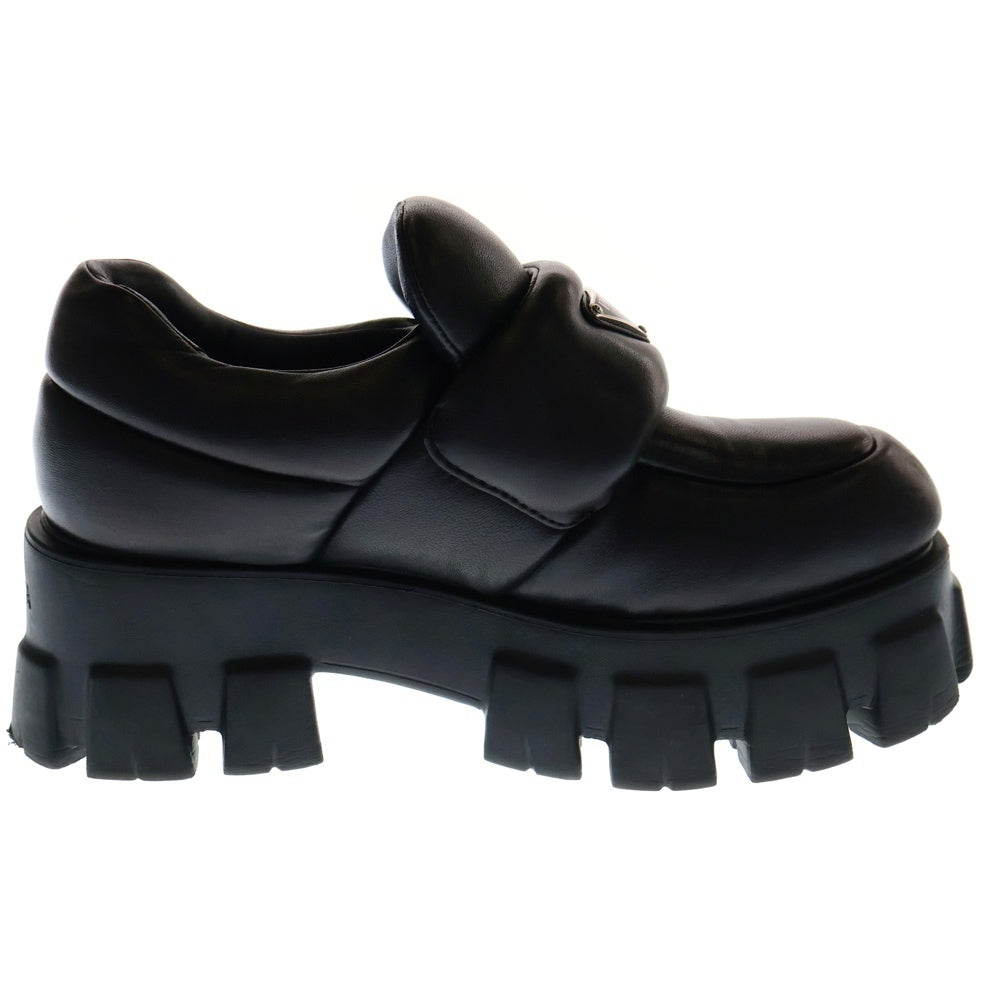 PRADA(プラダ) モノリス トライアングルプレート 三角ロゴ ソフトパデッド ナッパレザー 厚底 ローファー シューズ レディース 1D125N