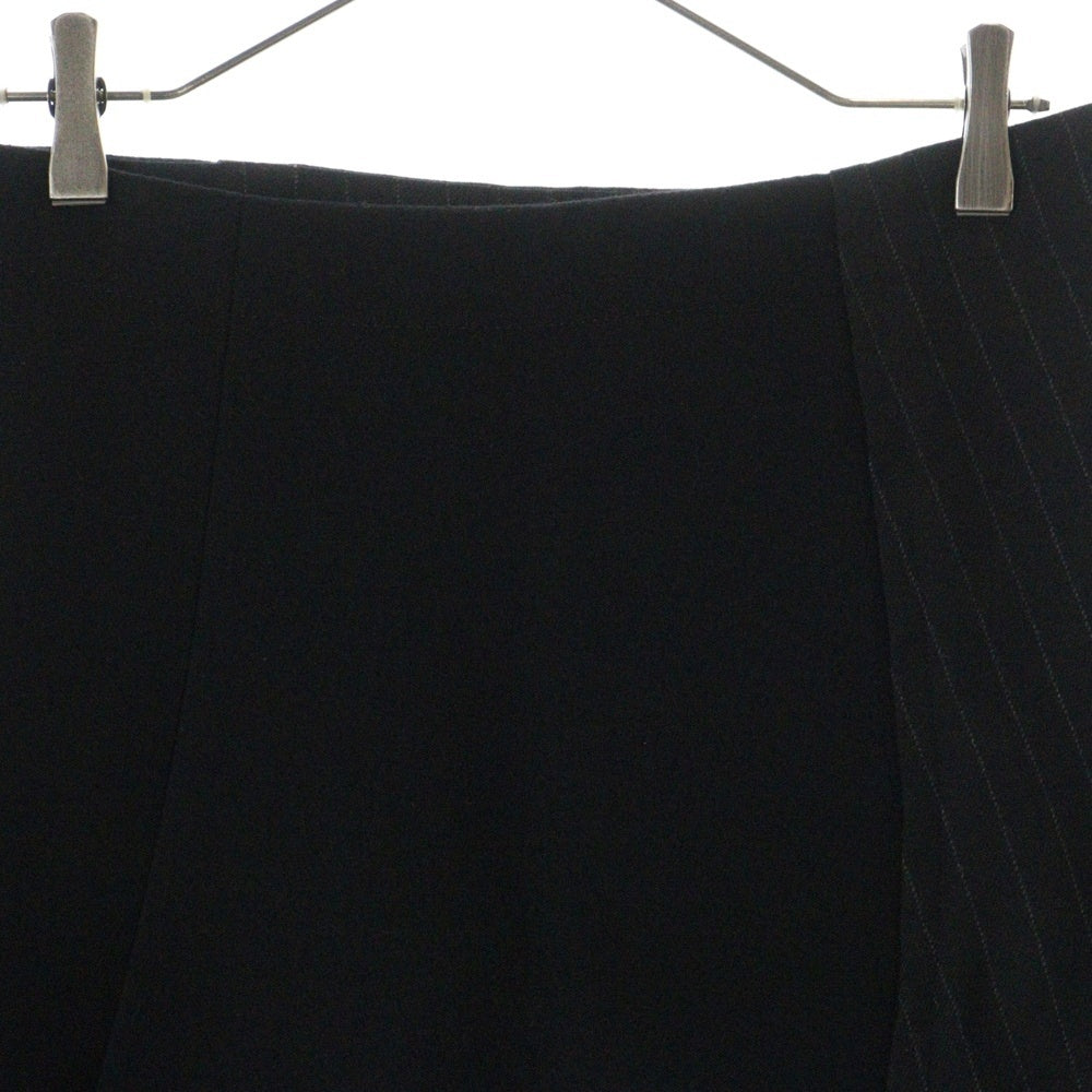 Sacai(サカイ) サイドジップ ドッキング ストライプ柄 裾レース ウールスカート ブラック レディース 24-07410