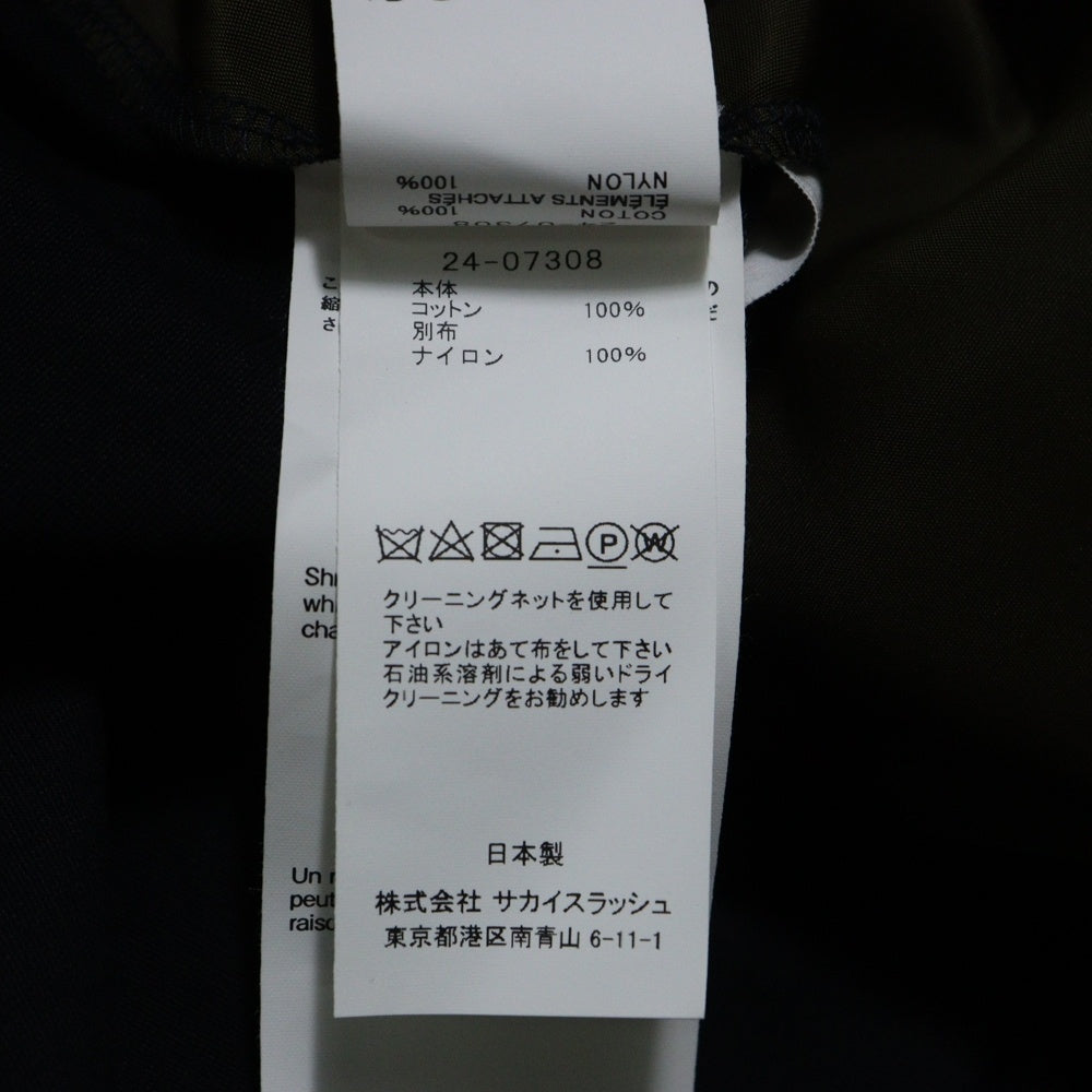 Sacai(サカイ) COTTON JERSEY ×NYLON TWILL T-SHIRT コットン ジャージ ナイロン ツイル ドッキング クルーネック カットソー 半袖Tシャツ レディース 24-07308