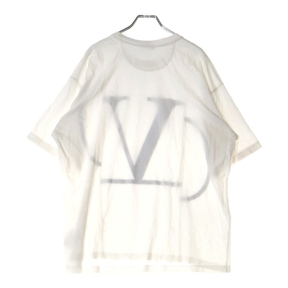 VALENTINO(ヴァレンティノ) Vロゴ デコンストラクトプリント クルーネック コットン 半袖Tシャツ カットソー ホワイト RV0MG01SLIA