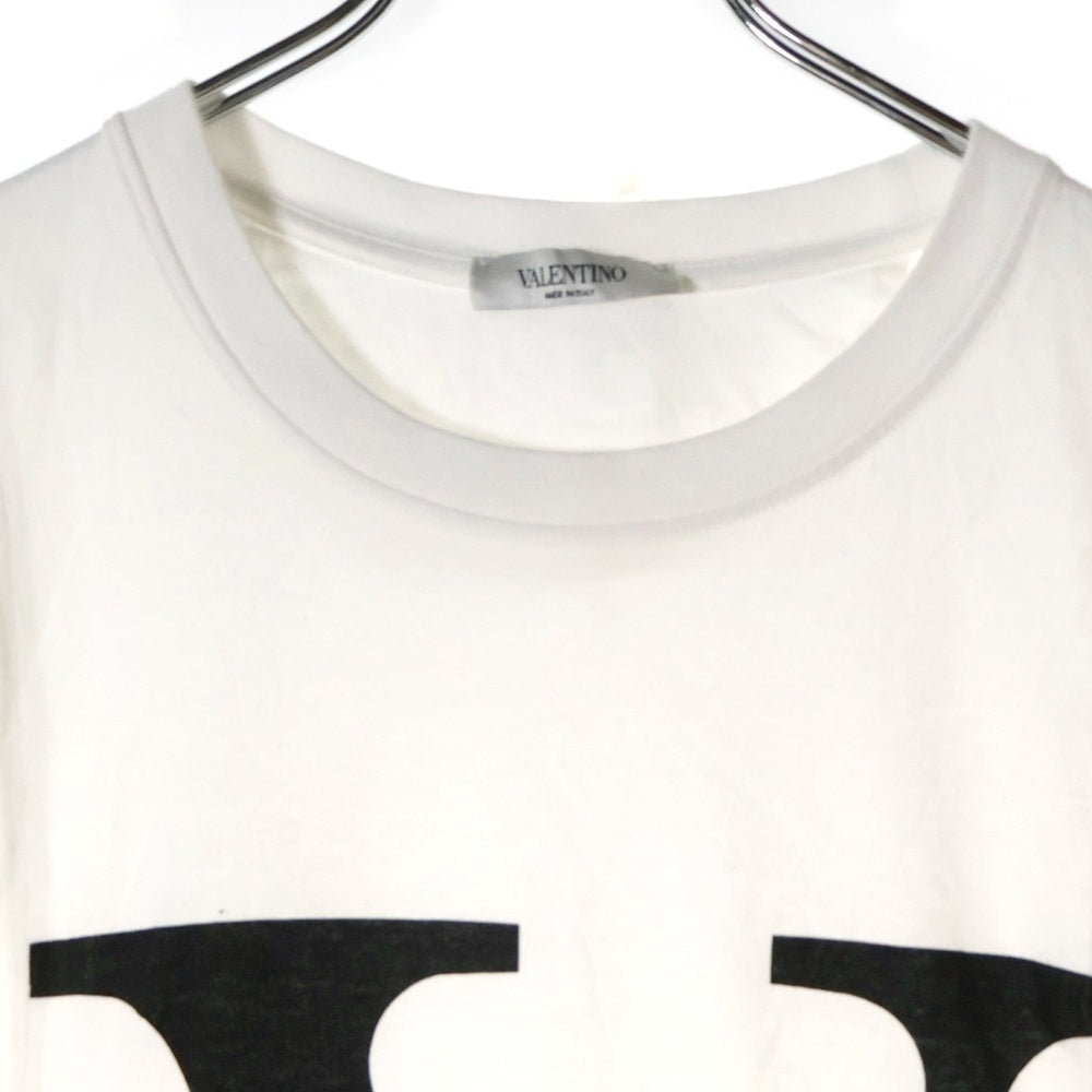VALENTINO(ヴァレンティノ) Vロゴ デコンストラクトプリント クルーネック コットン 半袖Tシャツ カットソー ホワイト RV0MG01SLIA