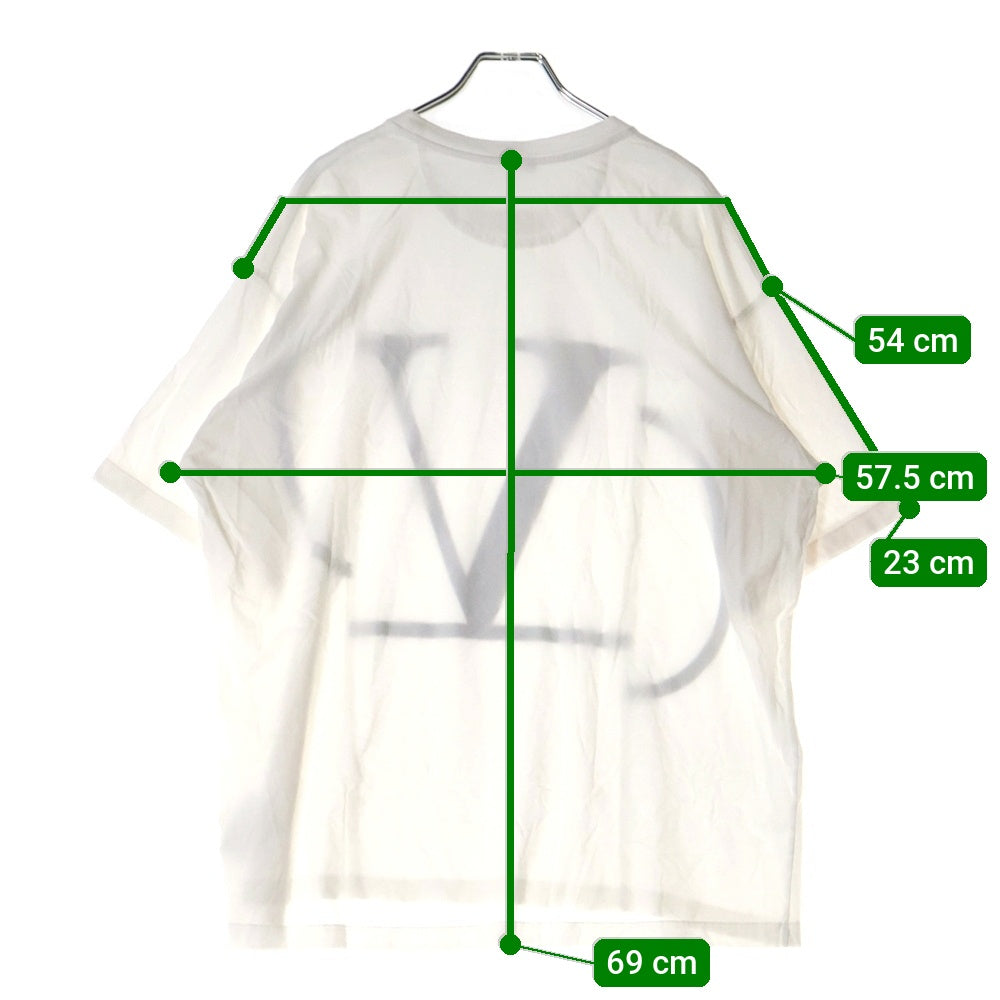 VALENTINO(ヴァレンティノ) Vロゴ デコンストラクトプリント クルーネック コットン 半袖Tシャツ カットソー ホワイト RV0MG01SLIA