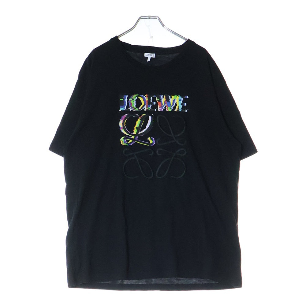 LOEWE(ロエベ) RELAXED FIT T-SHIRT グリッチ アナグラム ロゴ リラックスフィット クルーネック 半袖Tシャツ カットソー ブラック H526Y22J61