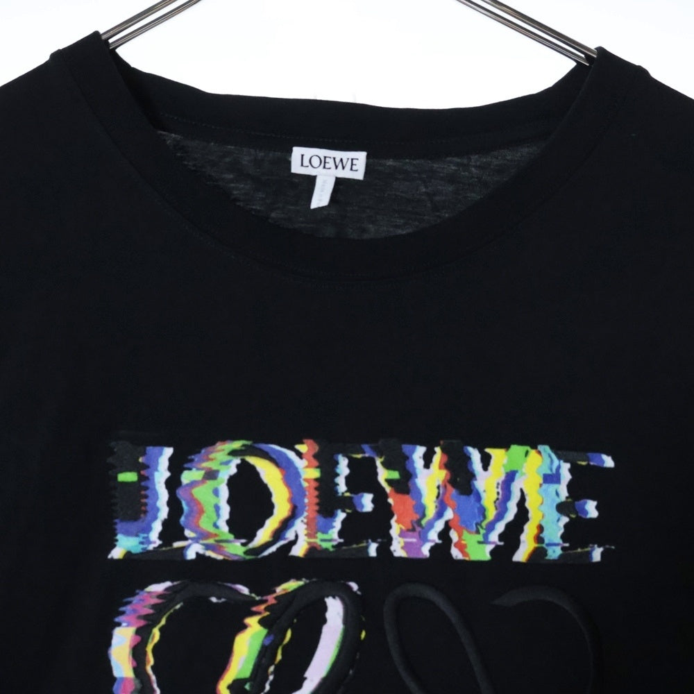 LOEWE(ロエベ) RELAXED FIT T-SHIRT グリッチ アナグラム ロゴ リラックスフィット クルーネック 半袖Tシャツ カットソー ブラック H526Y22J61