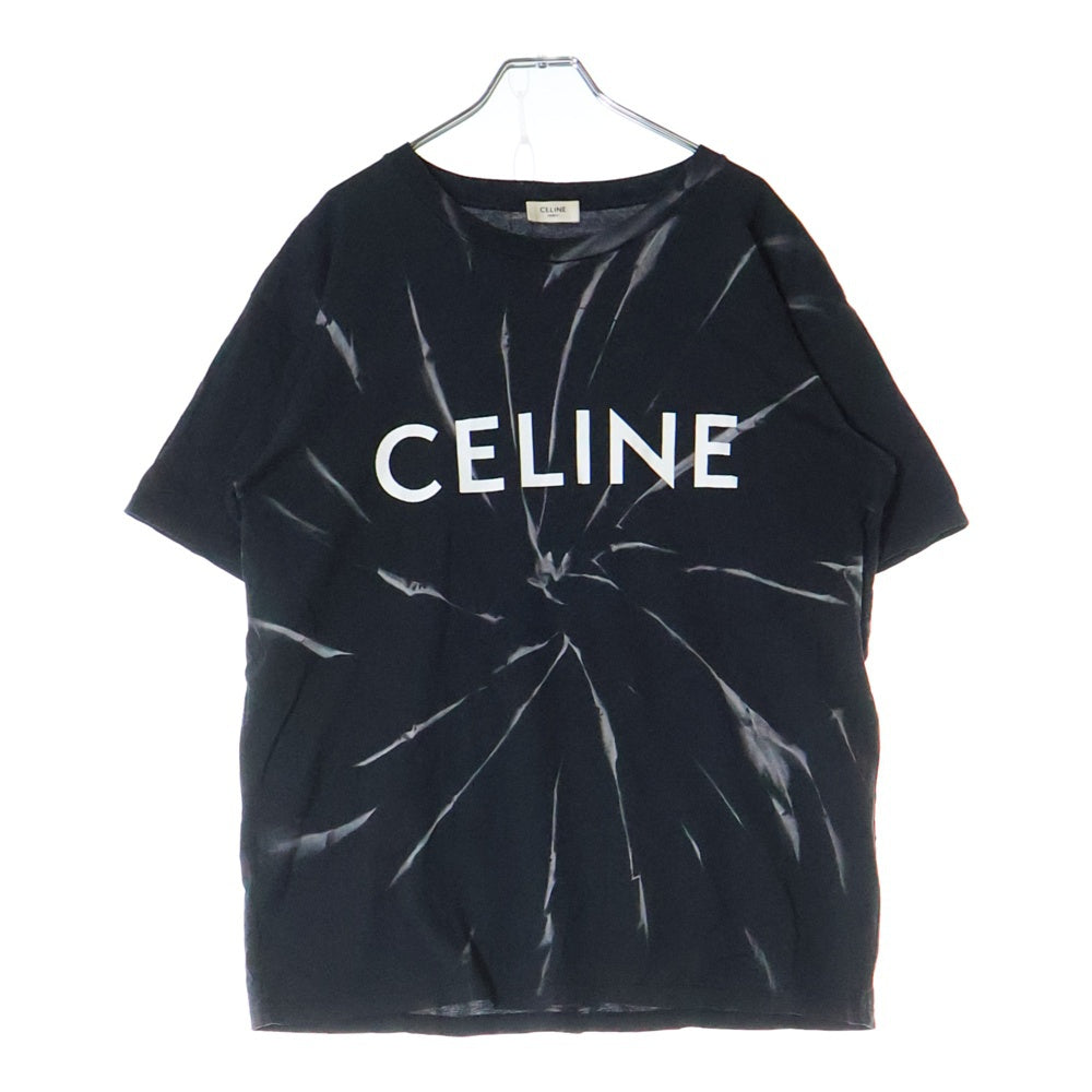 CELINE(セリーヌ) LOOSE FIT T-SHIRT ルーズフィット フロントロゴ タイダイ クルーネック 半袖Tシャツ カットソー ブラック 2X820643O
