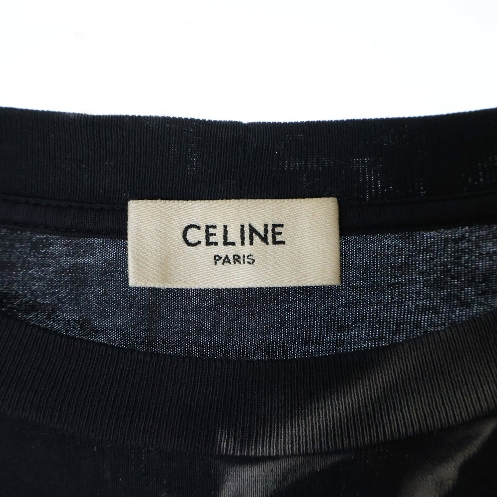 CELINE(セリーヌ) LOOSE FIT T-SHIRT ルーズフィット フロントロゴ タイダイ クルーネック 半袖Tシャツ カットソー ブラック 2X820643O