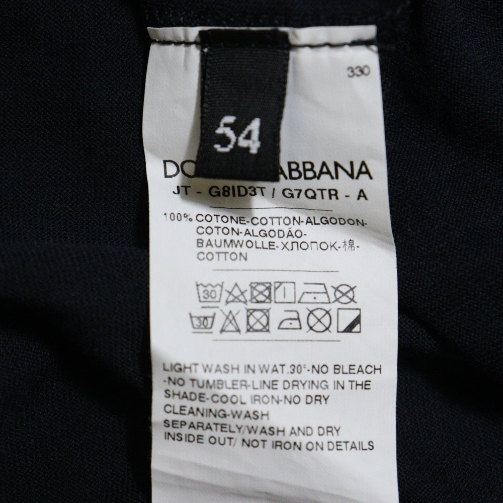 DOLCE & GABBANA(ドルチェアンドガッバーナ) クロスロゴ クルーネック コットン 半袖Tシャツ カットソー ネイビー G8ID3T