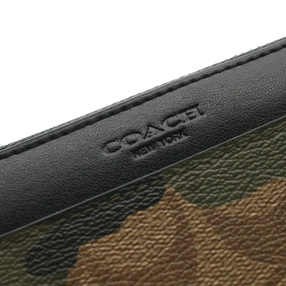 COACH(コーチ) カモ柄 ラウンドファスナー ロングウォレット 長財布 ブラック/カーキ F87189