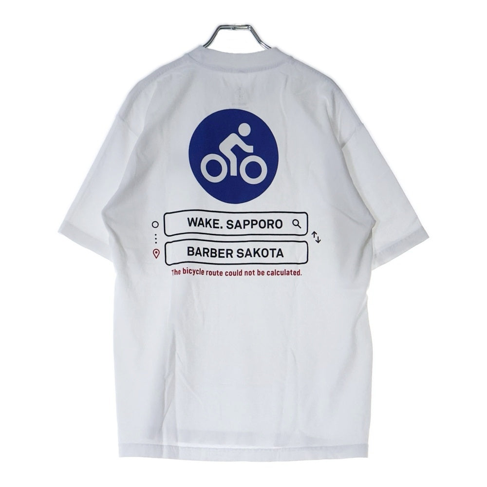 BBS BARBER SAKOTA(バーバーサコタ) ×WAKE SAPPORO bicycle route to wake Tshirt ウェイク札幌 バイシクルプリントTシャツ ホワイト