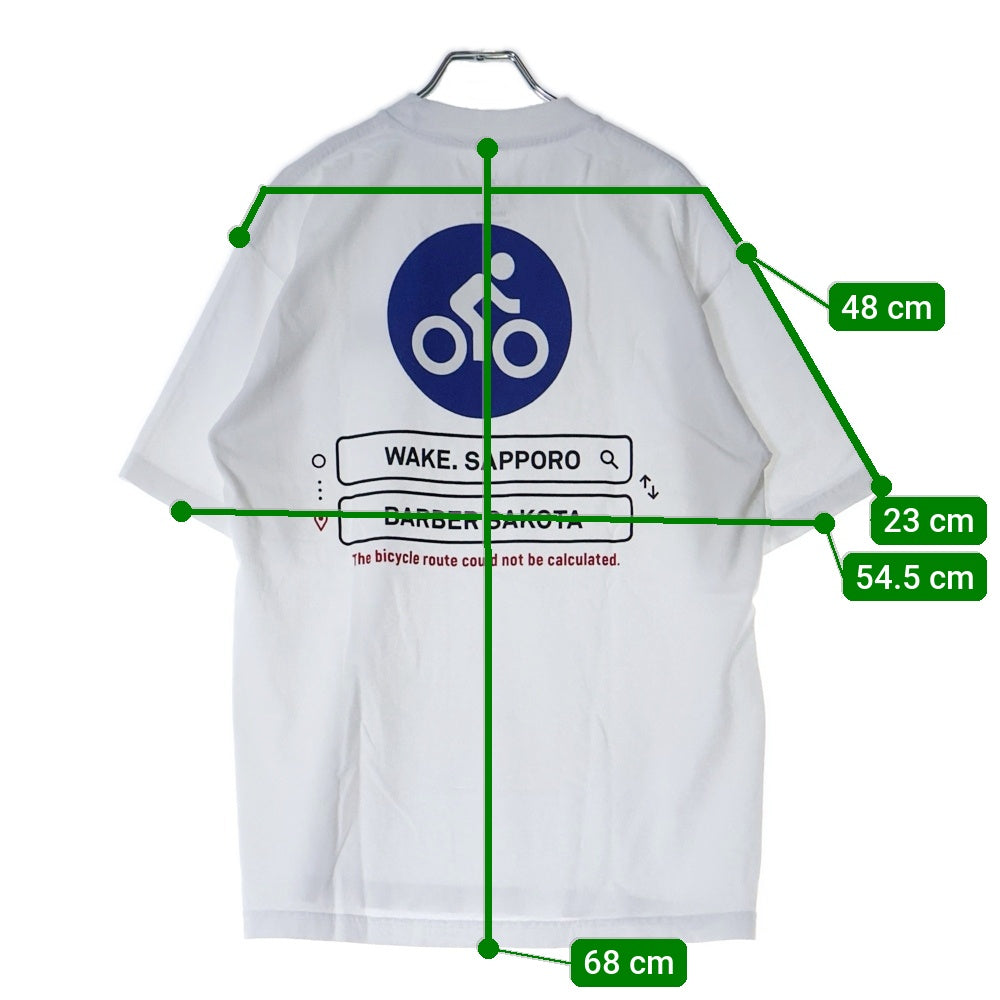 BBS BARBER SAKOTA(バーバーサコタ) ×WAKE SAPPORO bicycle route to wake Tshirt ウェイク札幌 バイシクルプリントTシャツ ホワイト