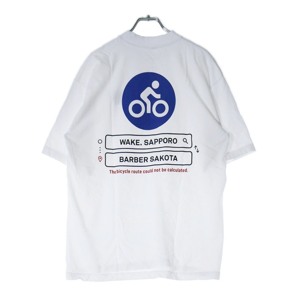 BBS BARBER SAKOTA(バーバーサコタ) ×WAKE SAPPORO bicycle route to wake Tshirt ウェイク札幌 バイシクルプリントTシャツ ホワイト
