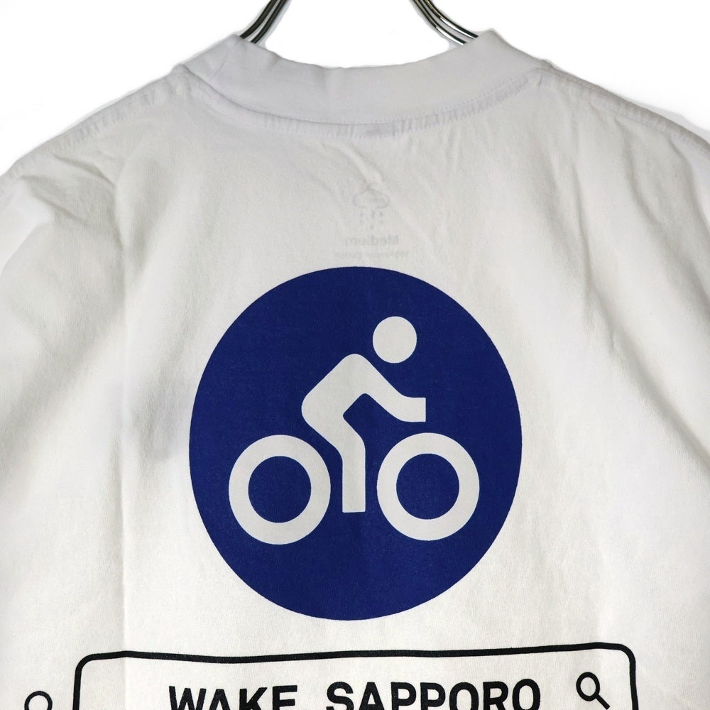 BBS BARBER SAKOTA(バーバーサコタ) ×WAKE SAPPORO bicycle route to wake Tshirt ウェイク札幌 バイシクルプリントTシャツ ホワイト