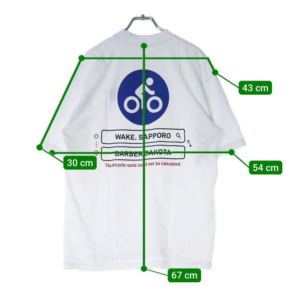BBS BARBER SAKOTA(バーバーサコタ) ×WAKE SAPPORO bicycle route to wake Tshirt ウェイク札幌 バイシクルプリントTシャツ ホワイト