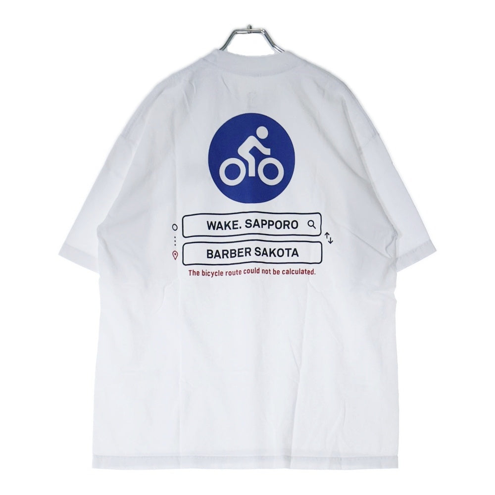 BBS BARBER SAKOTA(バーバーサコタ) ×WAKE SAPPORO bicycle route to wake Tshirt ウェイク札幌 バイシクルプリントTシャツ ホワイト