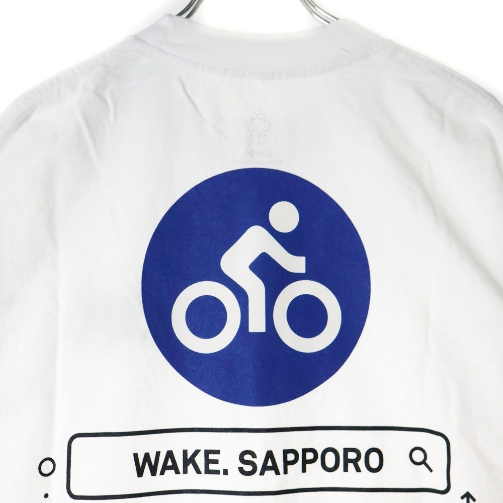 BBS BARBER SAKOTA(バーバーサコタ) ×WAKE SAPPORO bicycle route to wake Tshirt ウェイク札幌 バイシクルプリントTシャツ ホワイト